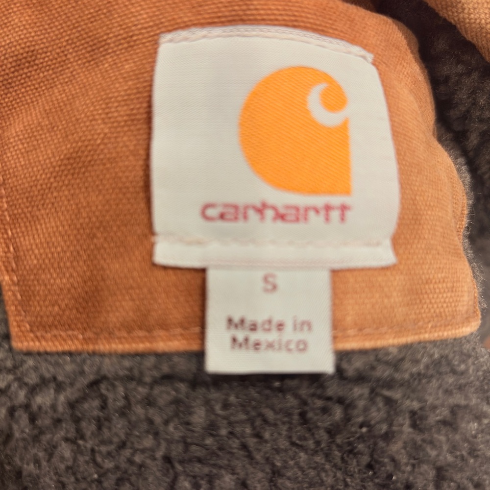 Carhartt Men's Brown Waxed Hooded Bomber Jacket Warm S Small - Picture 11 of 12